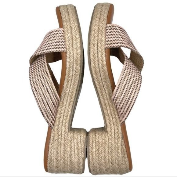 NorthStyle Espadrille Sandals Slip-on Block Heel Criss-Cross Pink Gold Size 37 - Picture 9 of 12